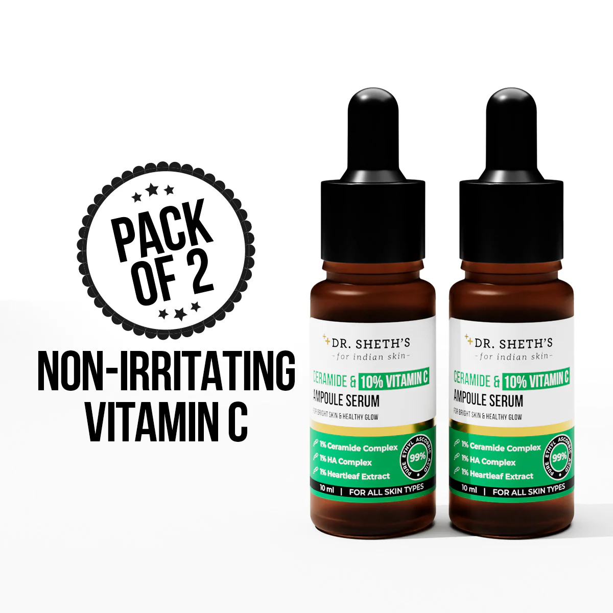 Ceramide & 10% Vitamin C Ampoule Serum - 10ml (Pack of 2) - Image 2