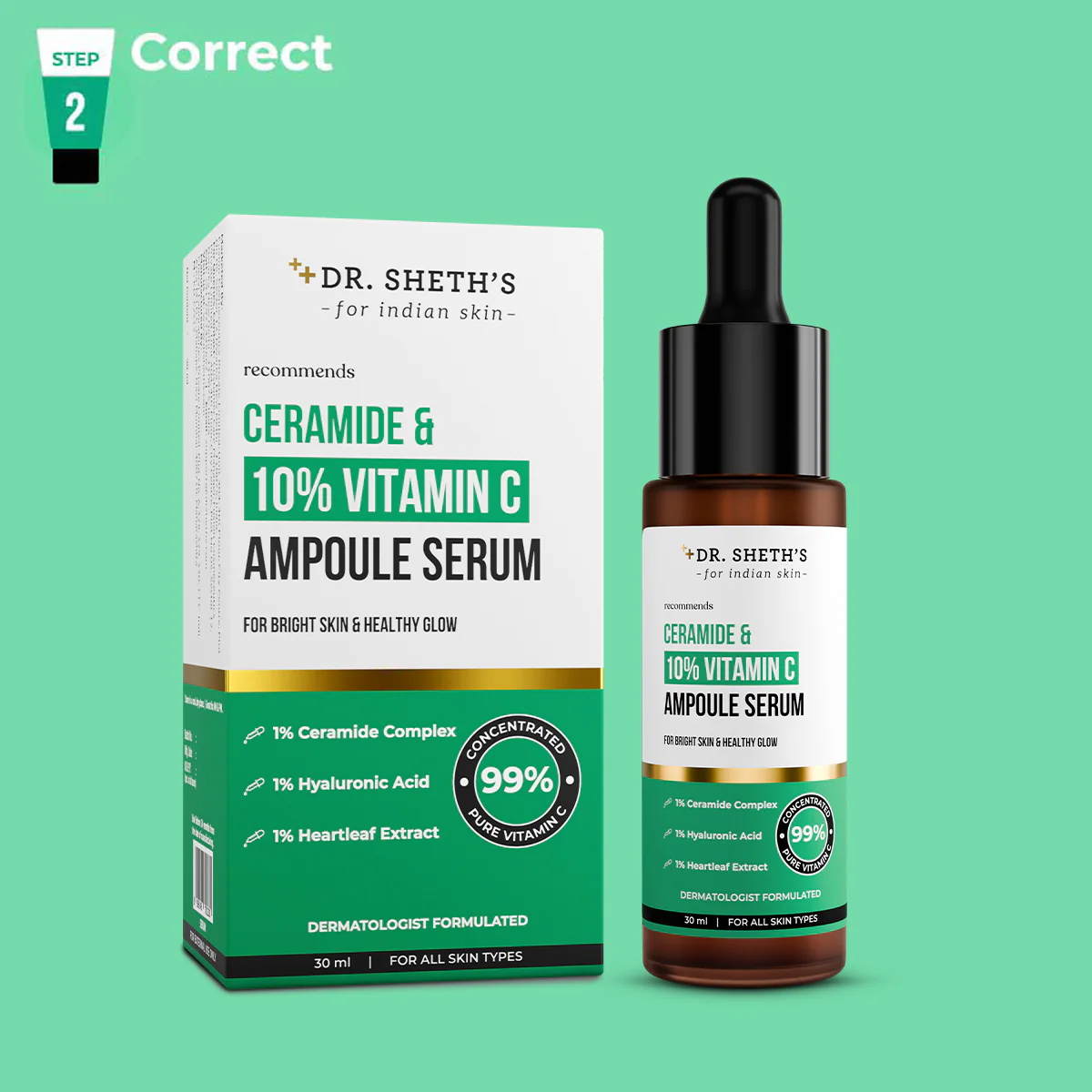 Non-Irritating Ceramide & 10% Vitamin C Ampoule Serum - 30ml - Image 2