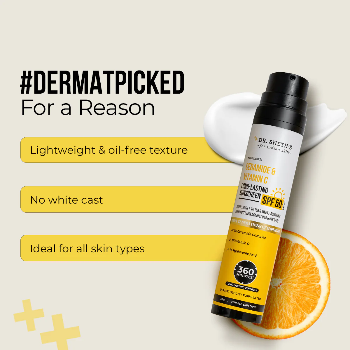 Ceramide & Vitamin C Long Lasting Sunscreen - 50gm - Image 4