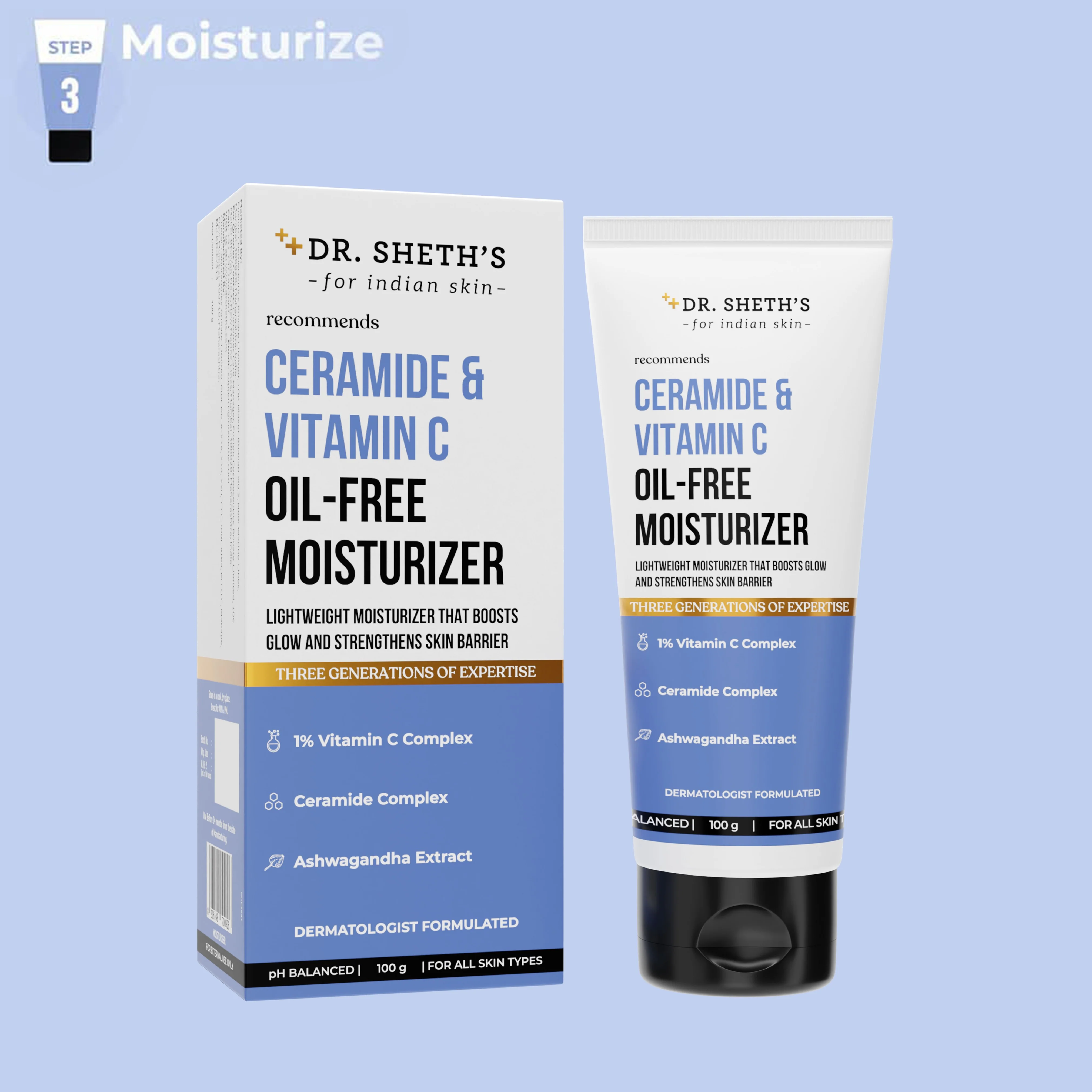 Ceramide & Vitamin C Oil-Free Moisturizer - 100g - Image 3