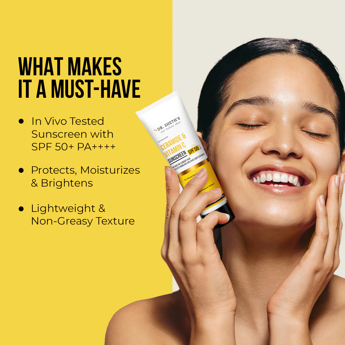 Ceramide & Vitamin C Sunscreen - 125gm In-Vivo Tested SPF 50+ PA ++++ - Image 3