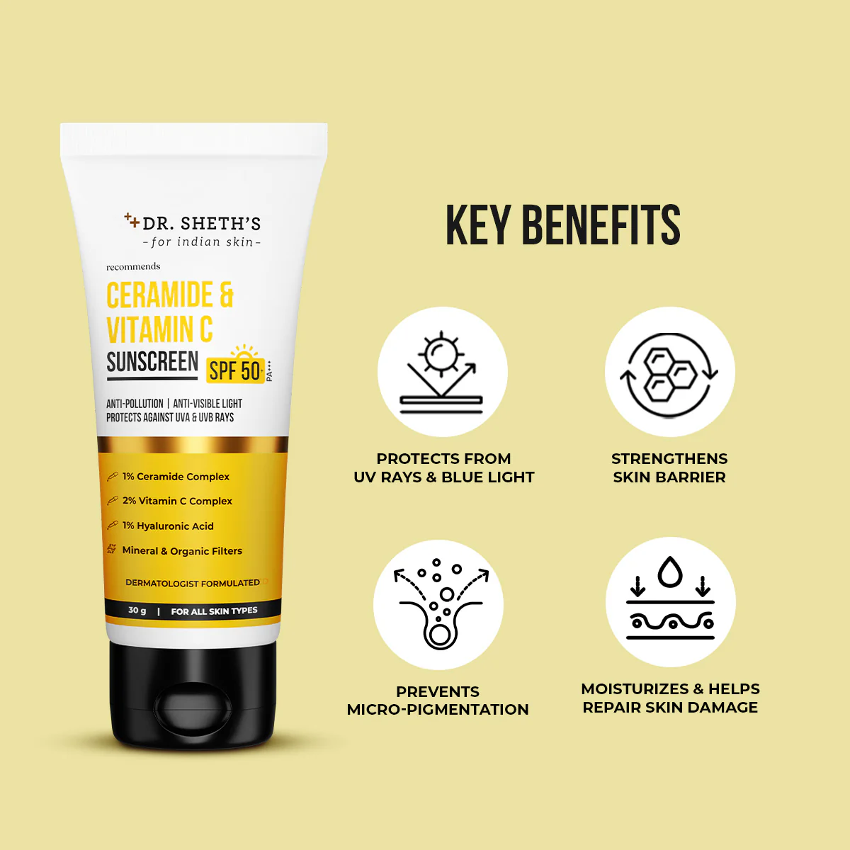 Ceramide & Vitamin C Sunscreen - 30g - Image 3