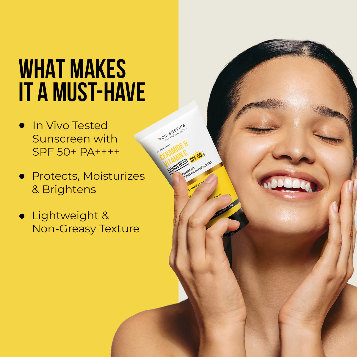 Ceramide & Vitamin C Sunscreen - 50 gm In-Vivo Tested SPF 50+ PA ++++ - Image 3