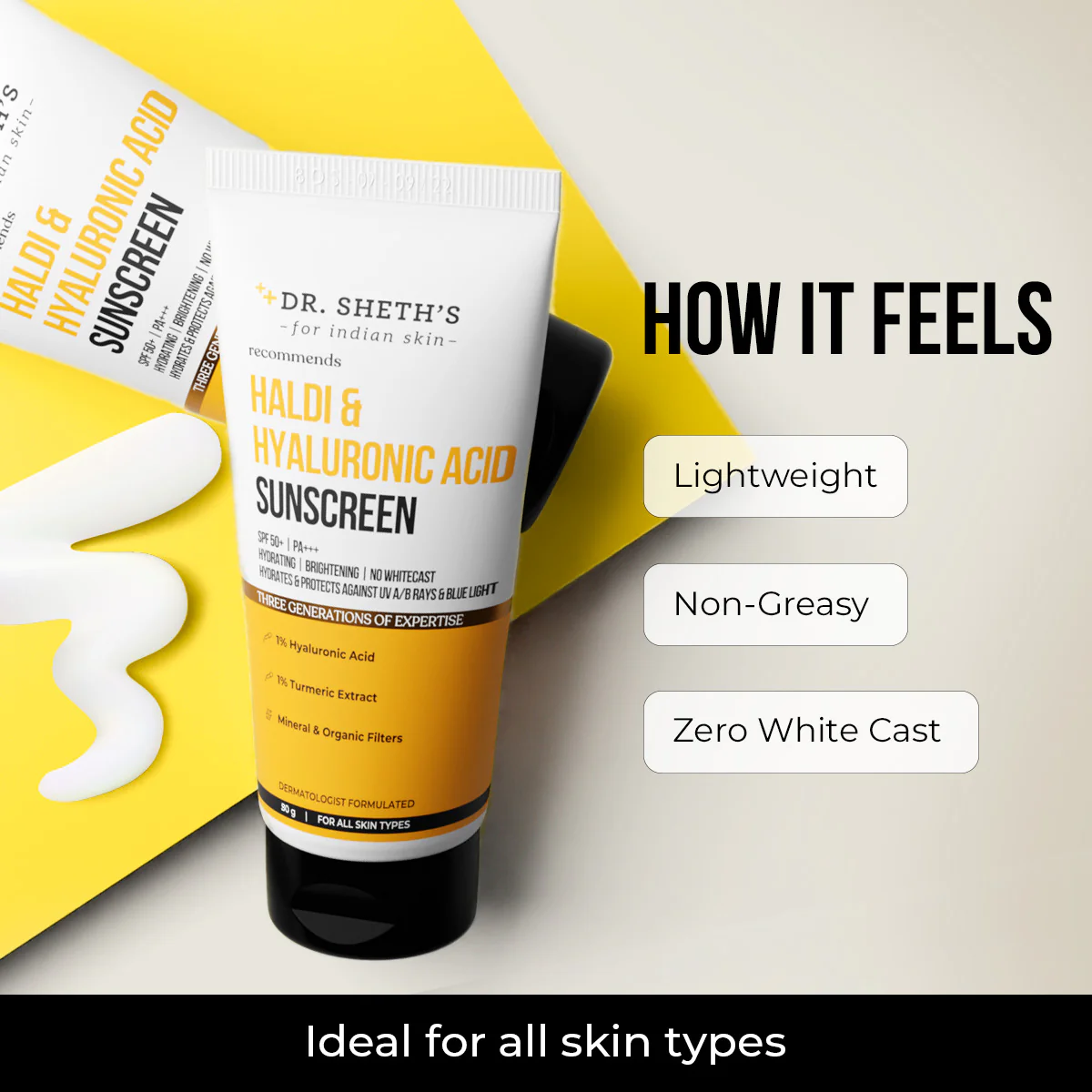 Haldi & Hyaluronic Acid Sunscreen - 80gm - Image 3