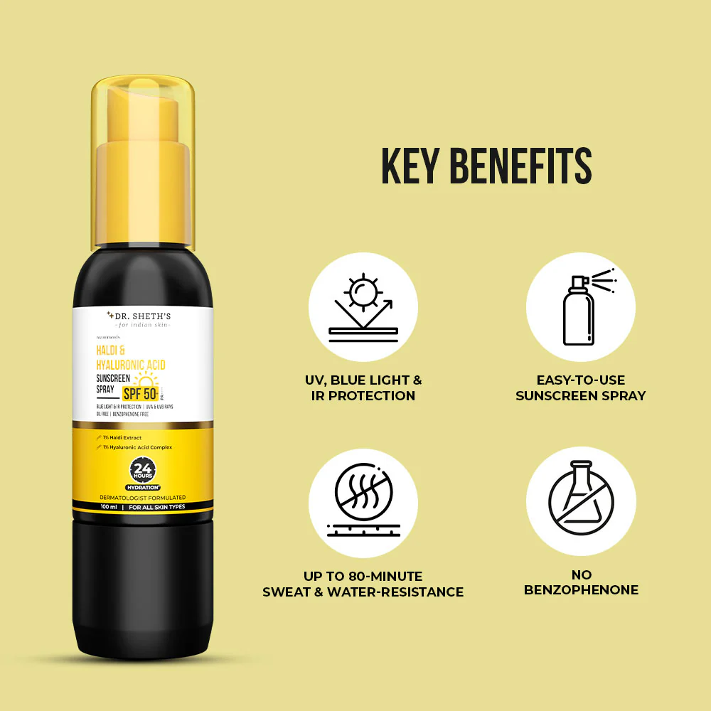 Haldi & Hyaluronic Acid Sunscreen Spray - 100ml - Image 4
