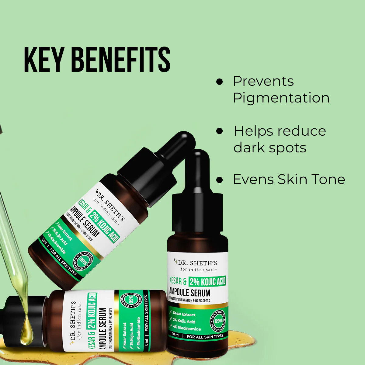 Kesar and 2% Kojic Acid Ampoule Serum - 10ml (Pack of 2) - Image 2