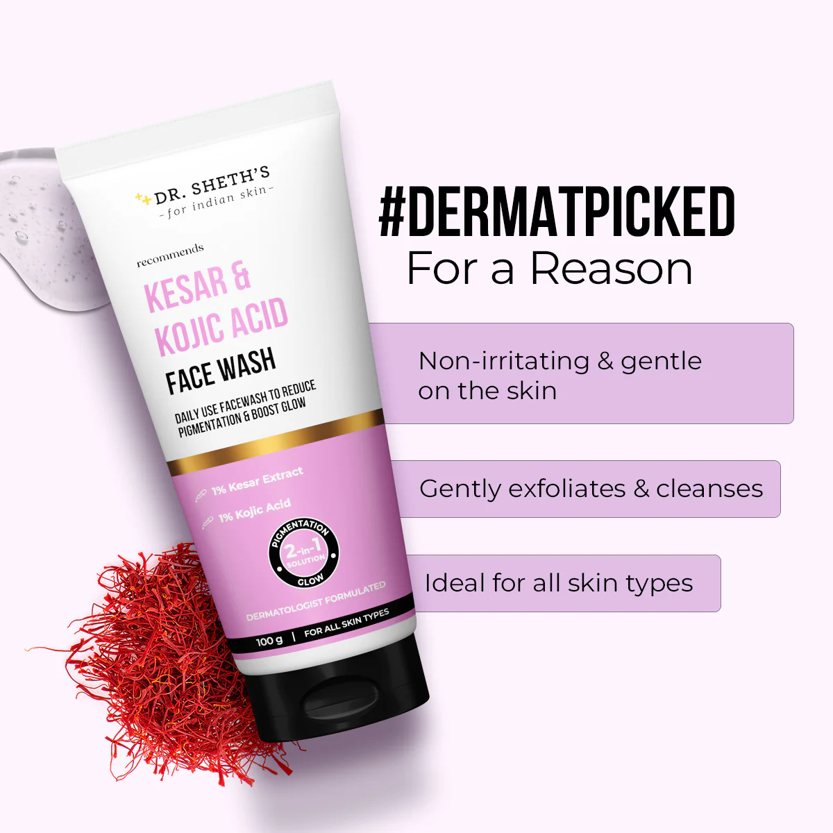 Kesar & Kojic Acid Face Wash - 100g - Image 3