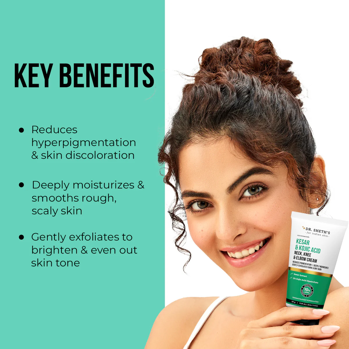 Kesar & Kojic Acid Neck, Knee & Elbow Cream - 50 gm - Image 3