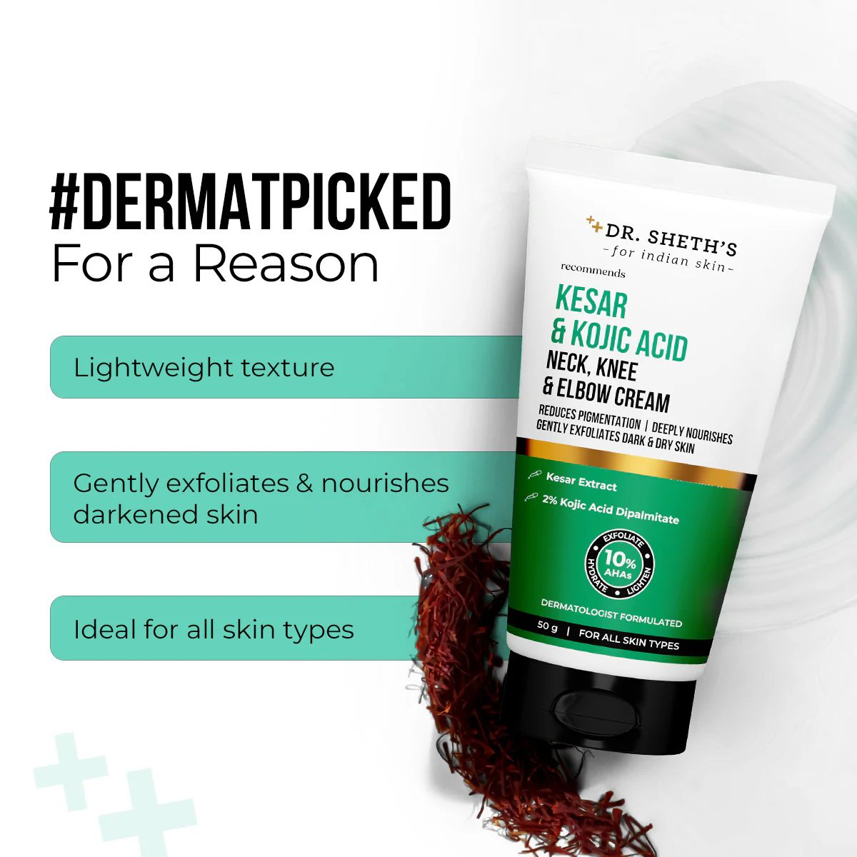 Kesar & Kojic Acid Neck, Knee & Elbow Cream - 50 gm - Image 4
