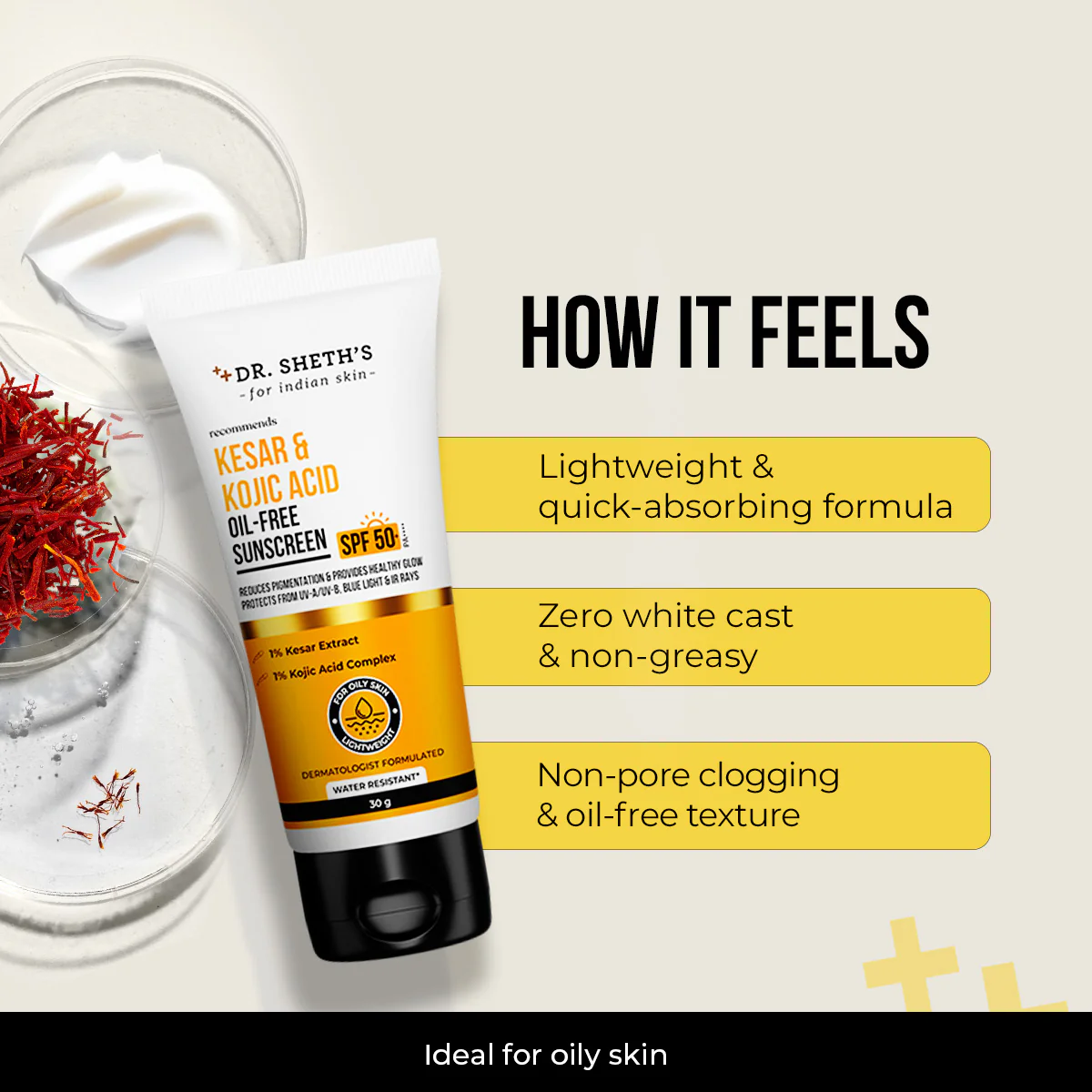 Kesar & Kojic Acid Oil Free Sunscreen - 30g (Pack of 2) - Image 4