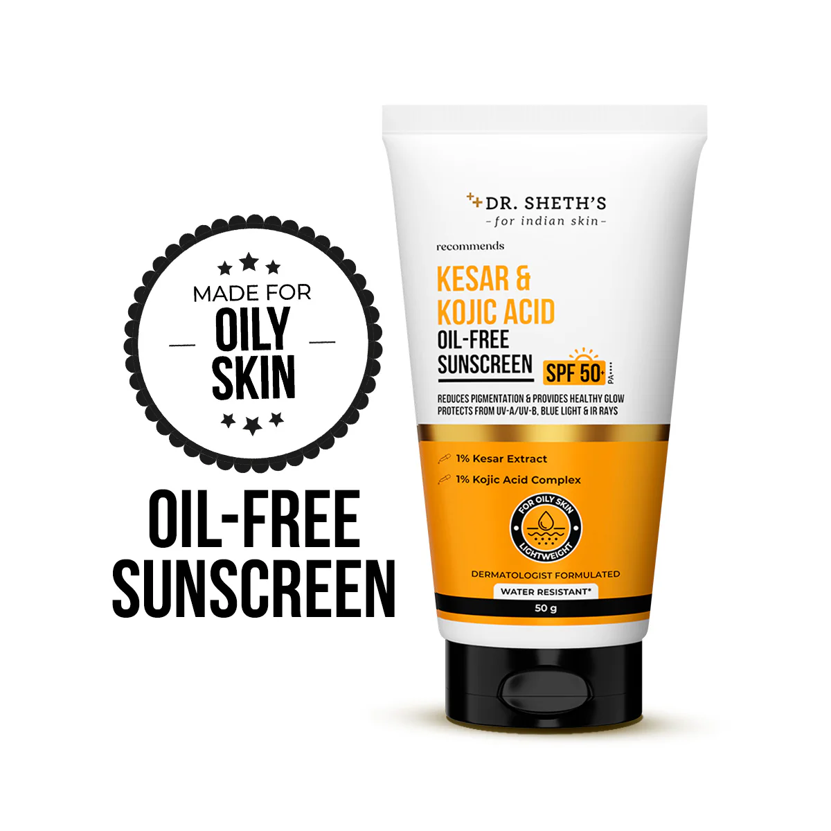 Kesar & Kojic Acid Oil Free Sunscreen - 50g In-Vivo Tested SPF 50+ PA ++++ - Image 12