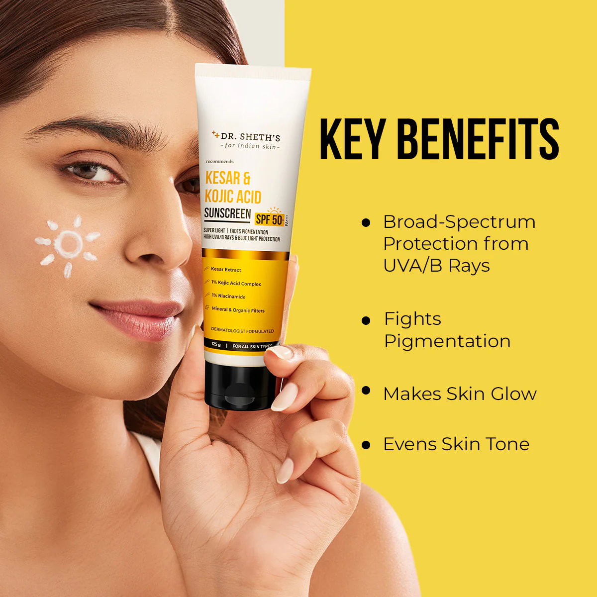 Kesar & Kojic Acid Sunscreen - 125g In-Vivo Tested SPF 50+ PA ++++ - Image 3