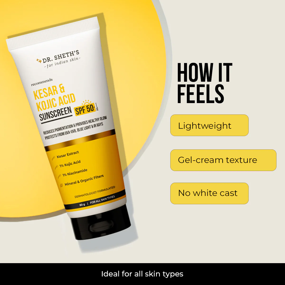 Kesar & Kojic Acid Sunscreen - 80g In-Vivo Tested SPF 50+ PA ++++ - Image 7