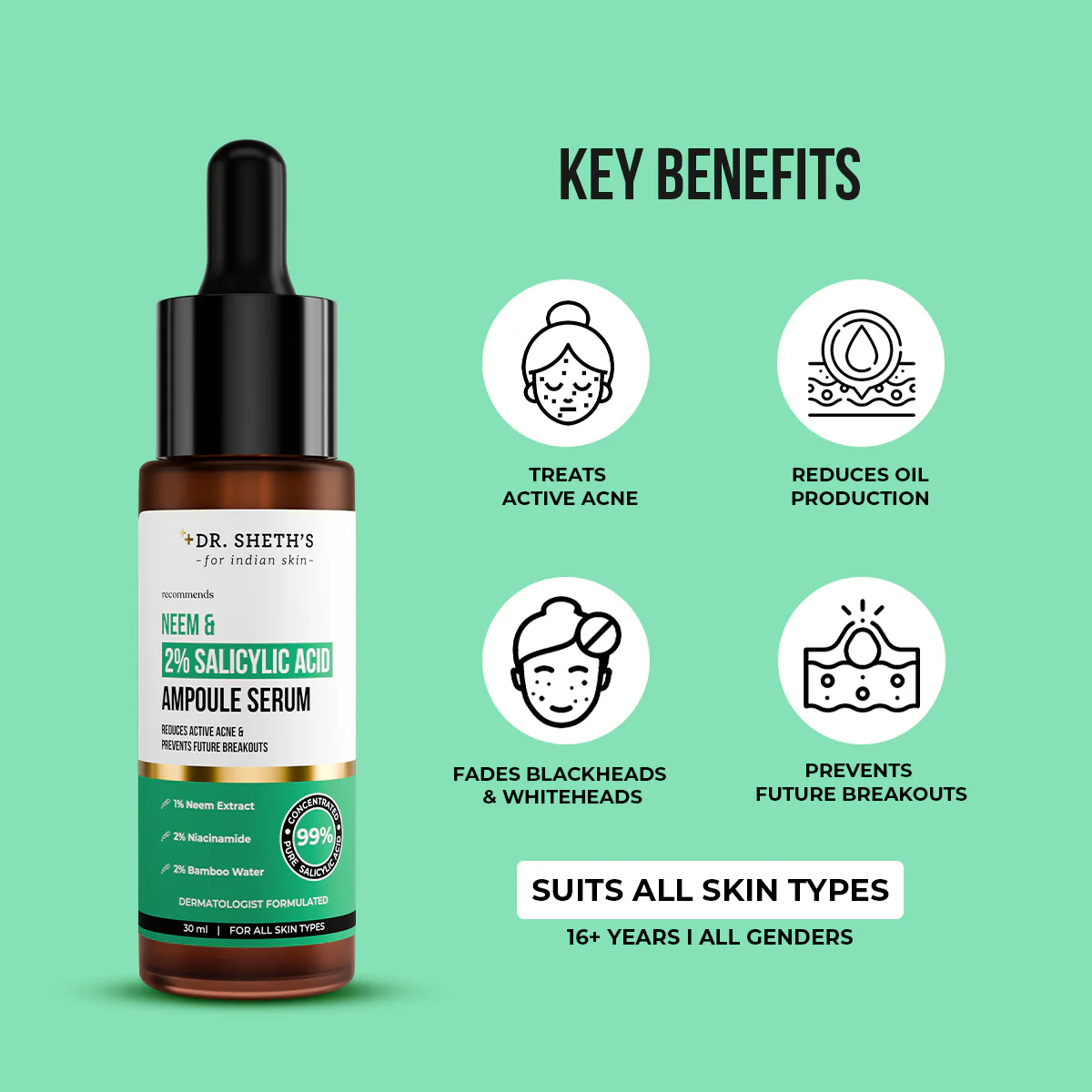Neem & 2% Salicylic Acid Ampoule Serum - 30ml - Image 3