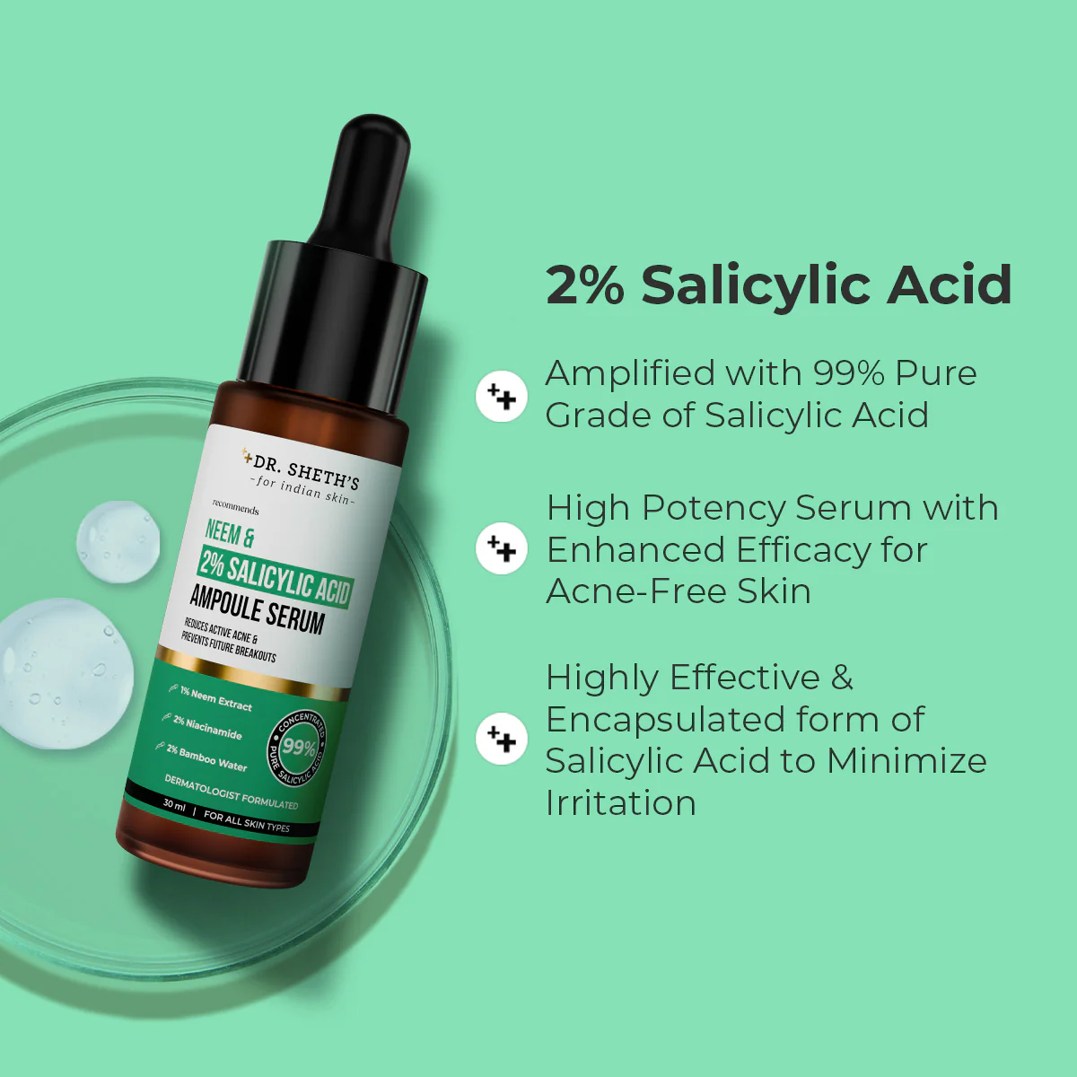 Neem & 2% Salicylic Acid Ampoule Serum - 30ml - Image 5