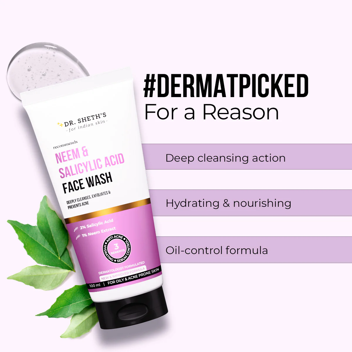 Neem & Salicylic Acid Face Wash - 100ml - Image 3